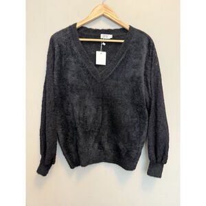 Anna Kay Teddy Sweater Lace Sleeves Black One Size NWT